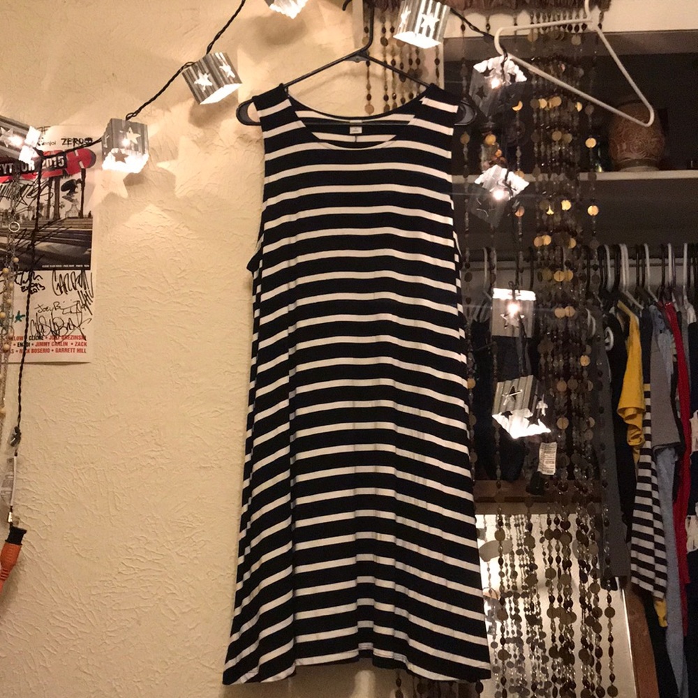 Black and white striped dress